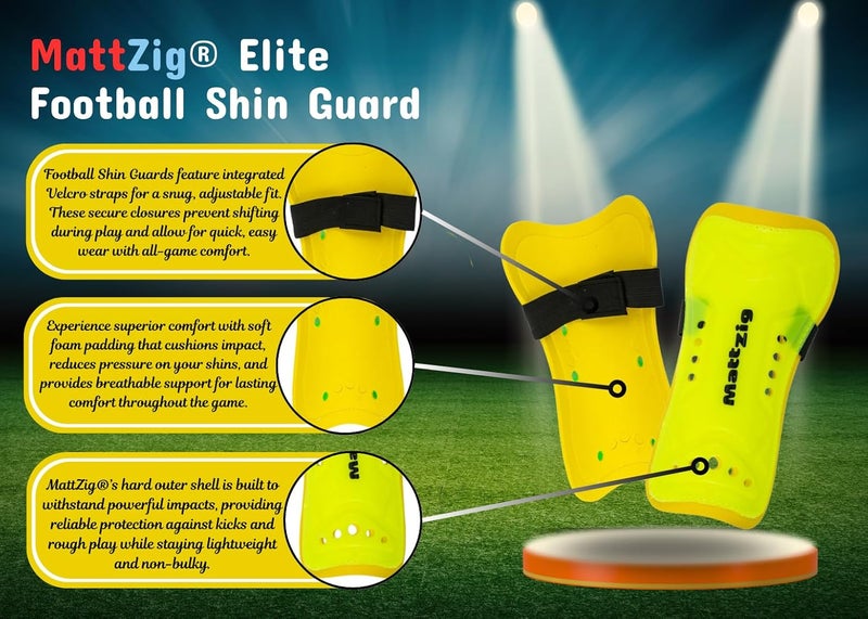 MATTZIG ® Elite Football Kit (One Pair Plain Lycra Socks & One Pair Elite Shin Guard) (Yellow) - Image 3