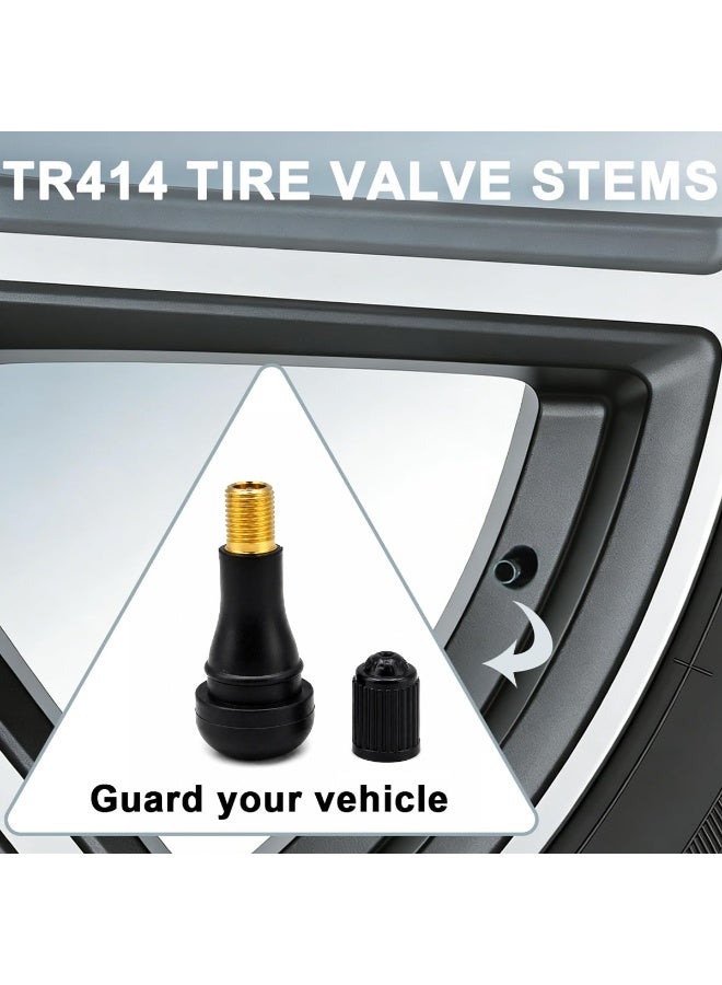 مجموعة صمامات إطارات بدون أنابيب TR414 مكونة من 6 قطع، مناسبة لاستبدال حواف عجلات السيارات والدراجات والشاحنات والسكوترات، صمامات إطارات من مطاط EPDM والنحاس مع أغطية مانعة للغبار، صمام هواء عالمي مقاوم للتسرب ودرجات الحرارة العالية. - Image 3