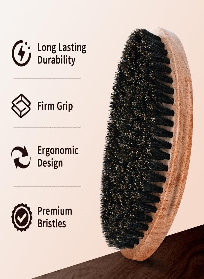 Goiple 360 Curved Wave Brush For Men & Beard - Soft Hard Palm Wave Hair Brushes Wave Styler Great for Wolfing - Made with Beech Mix Nature Boar Bristle Brush for Barbers & Daily Use Black Hair (Coffee) - Image 3