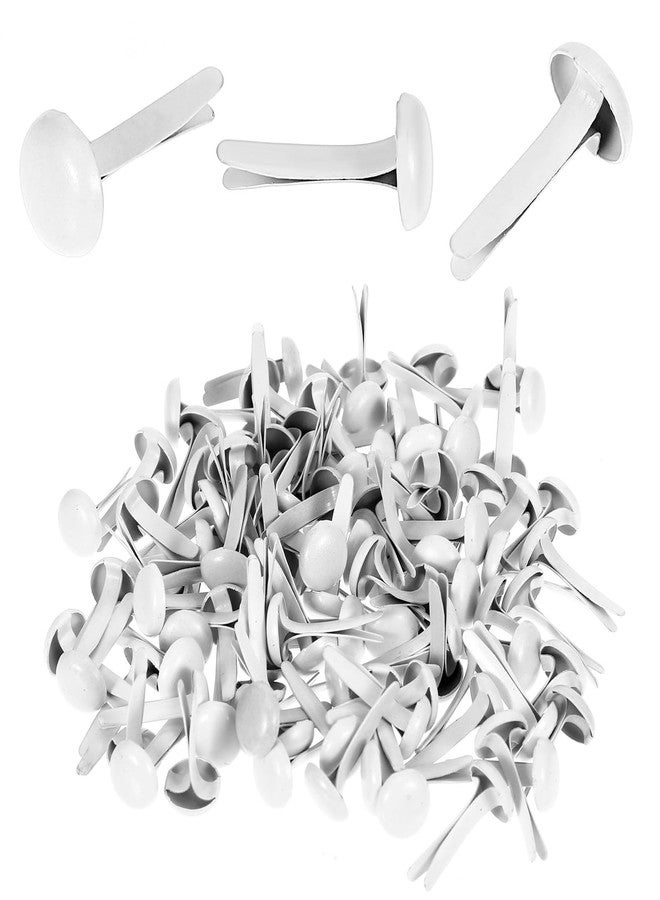 Ymapinc 100PCS Brads Paper Fasteners, Round Fasteners Brads Mini Metal Brads for Craft Art Crafting Project Brass Fasteners Handmade Project Decorative Paper Decoration DIY Supplies(White) - Image 1