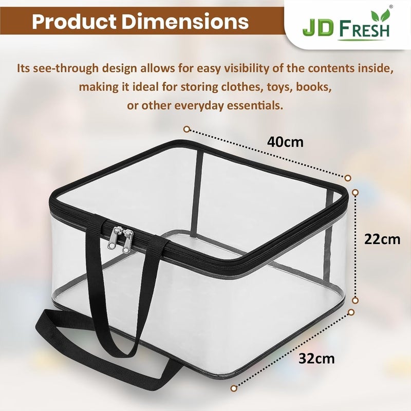 JD FRESH ، 3 قطع من أكياس التخزين الشفافة متعددة الاستخدامات سعة 27 لتر، مثالية لتخزين الملابس، الساريات، البطانيات، وغيرها من الأغراض. متوفرة بألوان مختلفة. - Image 2