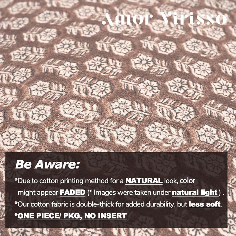 Amor Virisso Floral Pillow Covers 18x18 Couch Pillows for Living Room Farmhouse Neutral Pillow Covers Decorative Throw Pillow Covers Accent Sofa Pillows 1PC, Cognac Brown - Image 5