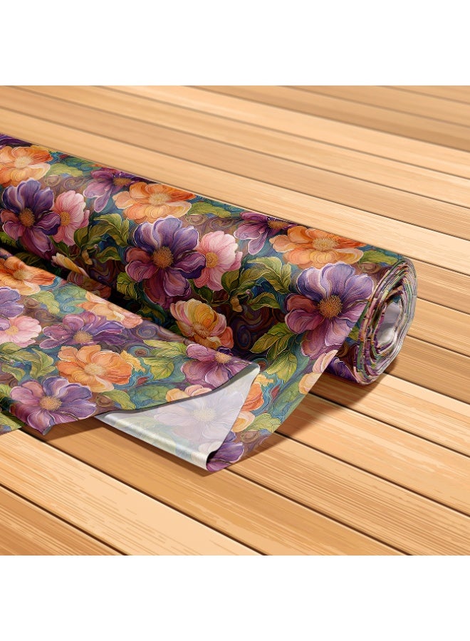 فيلاتو Ù‚Ù…Ø§Ø´ Ø­Ø±ÙŠØ± Ø§Ù„Ù„ÙŠÙ„ Ø¹Ø±Ø§Ù…ÙŠ Ø¨Ø§Ù„ÙŠØ§Ø±Ø¯Ø© Ø¨ØªØµÙ…ÙŠÙ… Ø²Ù‡ÙˆØ± Ù…ØªØ¹Ø¯Ø¯ Ø§Ù„Ø£Ù„ÙˆØ§Ù† Ù„Ø¬Ù„Ø§Ø¨ÙŠØ© Ù…Ø®ÙˆÙŠØ±ØŒ Ø¹Ø±Ø¶ 58 Ø¨ÙˆØµØ©ØŒ Ù„Ù…Ø³Ø© Ù�Ø§Ø®Ø±Ø© - Image 5