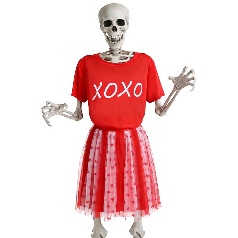 PAMASE Valentines Day 12 Foot Skeleton Outfits - Easy to Put on, Top with Zipper, Tulle Skirt with Ties, 12 FT Giant Skeleton Clothes Accessories for Outdoor Yard Lawn Decor (2Pcs) - Image 1
