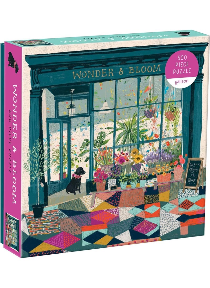 Galison Galison Wonder & Bloom Puzzle, 500 Pieces, 20”x20” – Brightly Colored Scene of a Welcoming Local Plant Shop – Challenging, Perfect for Family Fun  - Image 1