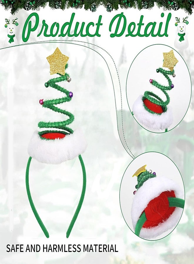 دونيس طوق رأس على شكل شجرة عيد الميلاد، طوق رأس حلزوني على شكل شجرة عيد الميلاد مزين بأجراس، قبعة سانتا، طوق شعر أخضر لعيد الميلاد للنساء والفتيات، هدية مثالية لحفلات أعياد الميلاد ورأس السنة الجديدة، قطعة واحدة - Image 2