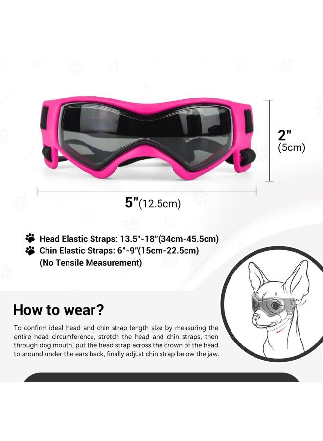 NAMSAN Dog Sunglasses Medium Breed UV Protection Pug Dog Goggles for Small to Medium Dogs Windproof Anti-Fog Snowproof Puppy Glasses, Easy Wear/Adjustable (Cool Pink) - Image 5