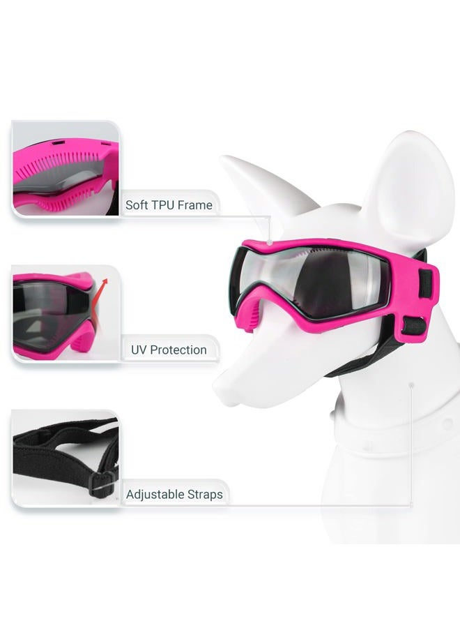NAMSAN Dog Sunglasses Medium Breed UV Protection Pug Dog Goggles for Small to Medium Dogs Windproof Anti-Fog Snowproof Puppy Glasses, Easy Wear/Adjustable (Cool Pink) - Image 4