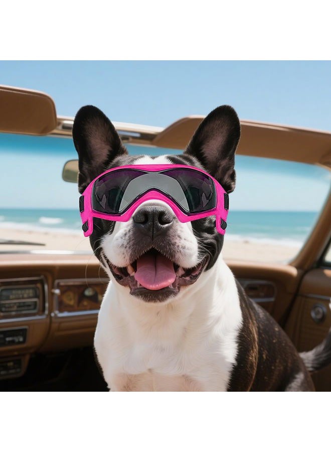 NAMSAN Dog Sunglasses Medium Breed UV Protection Pug Dog Goggles for Small to Medium Dogs Windproof Anti-Fog Snowproof Puppy Glasses, Easy Wear/Adjustable (Cool Pink) - Image 3