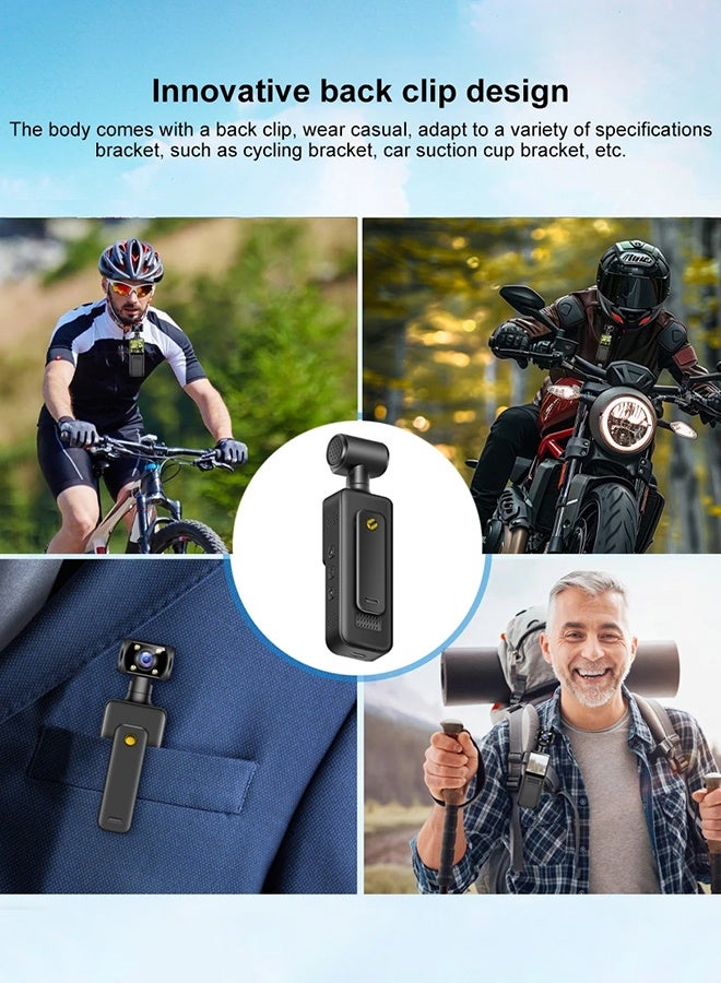 180° Rotating Camera with 128GB Card, Mini Wearable Camera, 1500MAH Battery, Portable Small Personal Video Camera, Sports Action Outdoor Video Recorder, Suitable for Shooting VLOG, Travel - Image 5
