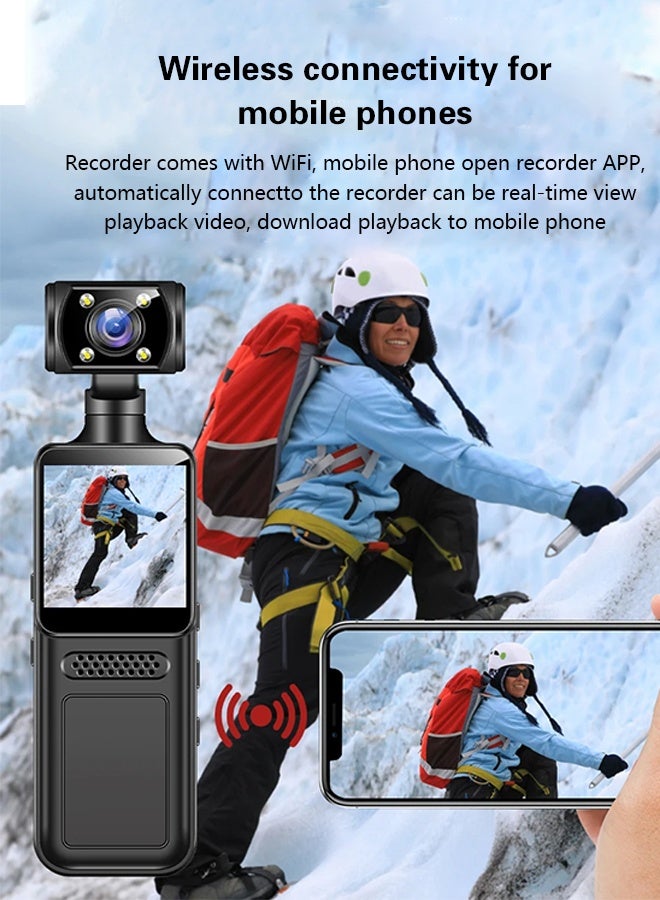 180° Rotating Camera with 128GB Card, Mini Wearable Camera, 1500MAH Battery, Portable Small Personal Video Camera, Sports Action Outdoor Video Recorder, Suitable for Shooting VLOG, Travel - Image 2