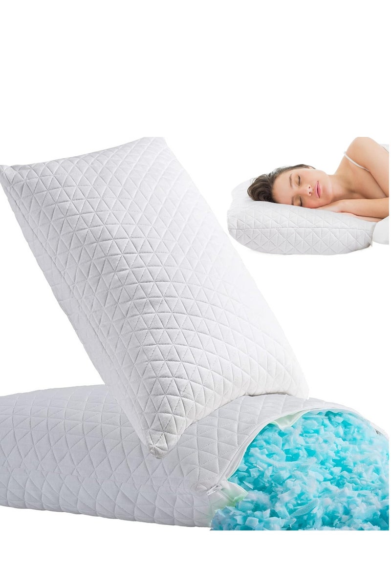 وسادة رغوة الذاكرة القابلة للتعديل - حشوة إضافية 1600 جرام، مقاس كبير 48x74 سم | غطاء قابل للغسل من خيزران | ارتفاع قابل للتخصيص لجميع أوضاع النوم | مضاد للحساسية ولا ينتطح أبدًا - Image 3