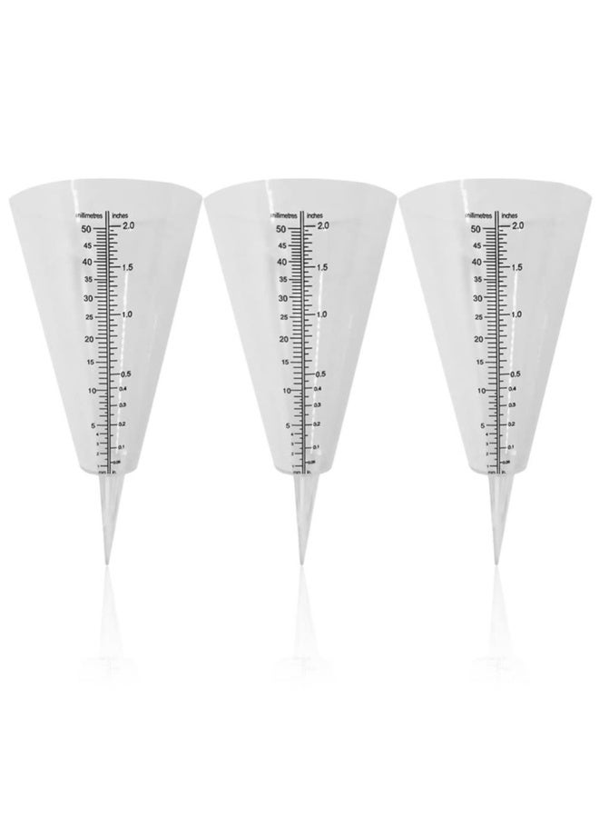 Generic SYOSI 3 Pcs Conical Rain Meter Gauges, Plastic Transparent Measuring Cup with Scale Conical Rain Measuring Cup for Garden Lawn Yard Outdoor  - Image 1
