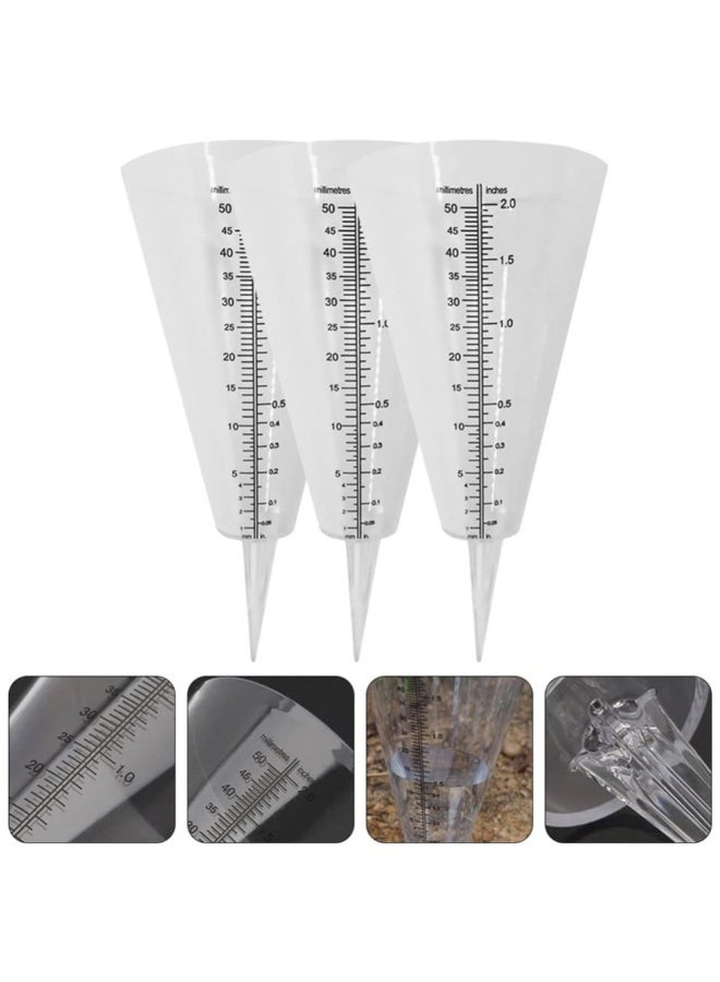 Generic SYOSI 3 Pcs Conical Rain Meter Gauges, Plastic Transparent Measuring Cup with Scale Conical Rain Measuring Cup for Garden Lawn Yard Outdoor  - Image 2