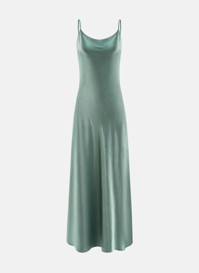 Lichi Maxi slip dress in crinkled-effect satin