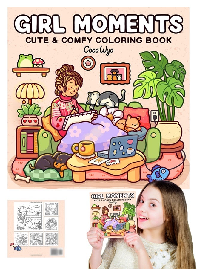 Unique Girl Moments: A Stress-Relief Coloring Book for Adults & Teens - Cute & Cozy Daily Activities, Mindfulness Illustrations | Relaxing Anti-Anxiety Art Therapy (Cozy Spaces Collection) - Image 1