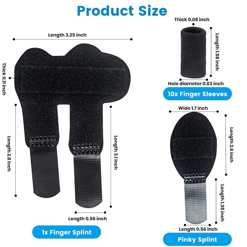 Luckam جبيرة الأصابع، مجموعة من 2 دعامة للأصابع مع 10 أكمام نايلون لتخفيف آلام الأصابع وإصابات الرياضة، تخفيف تورم الأوتار وتخفيف تصلب الأصابع وإصابات المفاصل المتورمة - Image 5