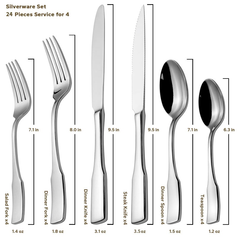 Alata Kate 20-Piece Silverware Set Stainless Steel Flatware Set,Service for 4,Mirror Polished Cutlery Set,Dishwasher Safe - Image 3
