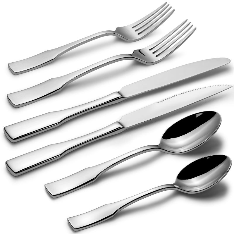 Alata Kate 20-Piece Silverware Set Stainless Steel Flatware Set,Service for 4,Mirror Polished Cutlery Set,Dishwasher Safe - Image 1