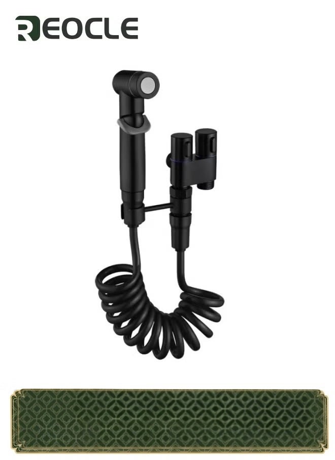 REOCLE 4 Pcs Bidet Toilet Spray Gun Set Handheld Bidet Sprayer Shattaf with Stainless Steel Chrome Hose Toilet Water Sprayer Black - Image 1