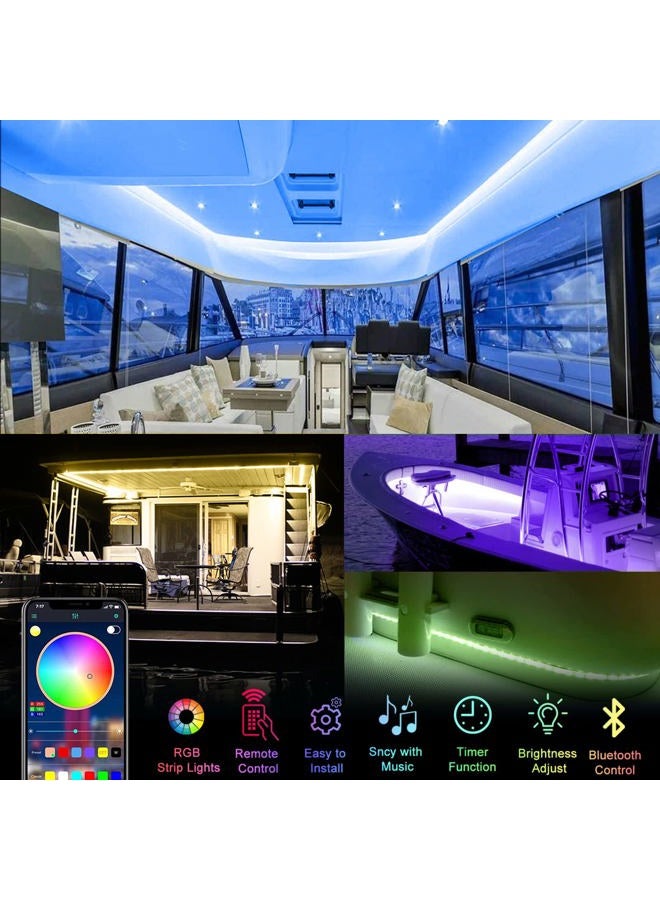 UCINNOVATE أضواء القارب، شريط ضوء LED RGB بلوتوث 12 فولت، أضواء داخلية بحرية مقاومة للماء IP65 للقوارب الشراعية، أضواء سطح القارب، أضواء تزيينية، أضواء داخلية للضيافة، أضواء ليلية للصيد - Image 2