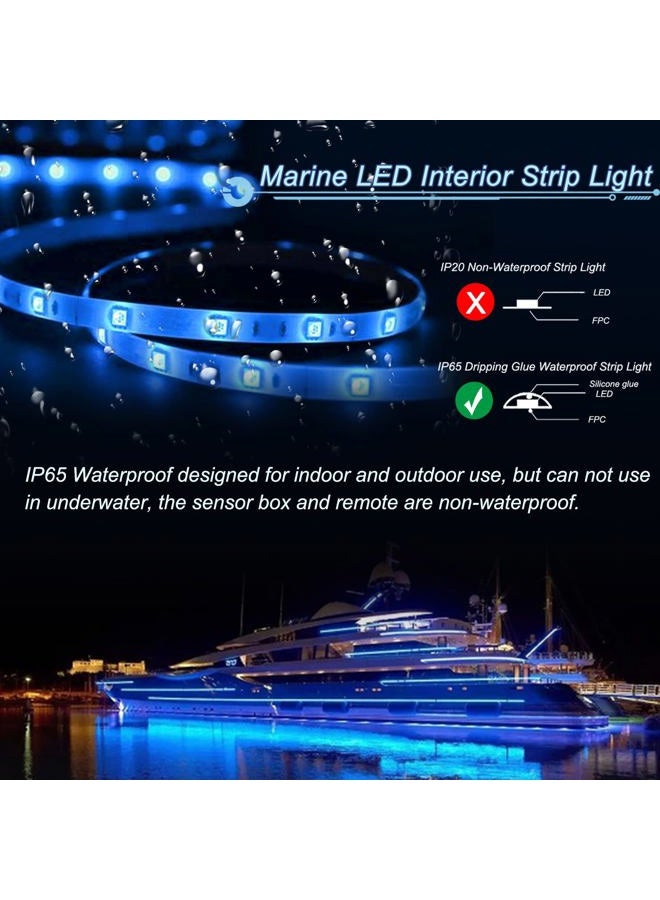 UCINNOVATE أضواء القارب، شريط ضوء LED RGB بلوتوث 12 فولت، أضواء داخلية بحرية مقاومة للماء IP65 للقوارب الشراعية، أضواء سطح القارب، أضواء تزيينية، أضواء داخلية للضيافة، أضواء ليلية للصيد - Image 3