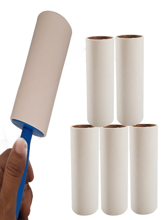 EZLOOT Pet Hair Remover - Reusable Cat and Dog Hair Remover for Furniture, Couch, Carpet, Car Seats and Bedding (1 Lint Roller+5 Refills) (Blue) - Image 1