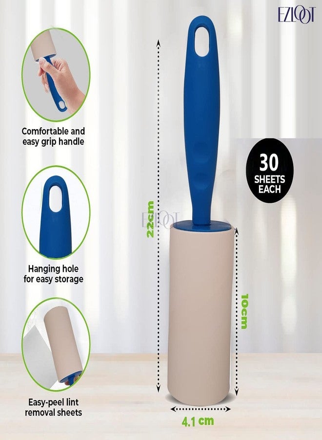 EZLOOT Pet Hair Remover - Reusable Cat and Dog Hair Remover for Furniture, Couch, Carpet, Car Seats and Bedding (1 Lint Roller+5 Refills) (Blue) - Image 2