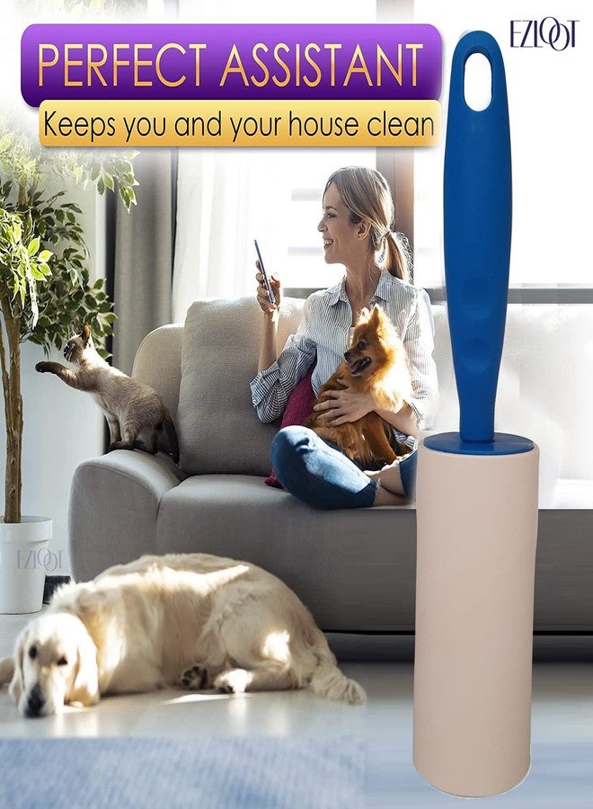 EZLOOT Pet Hair Remover - Reusable Cat and Dog Hair Remover for Furniture, Couch, Carpet, Car Seats and Bedding (1 Lint Roller+5 Refills) (Blue) - Image 3