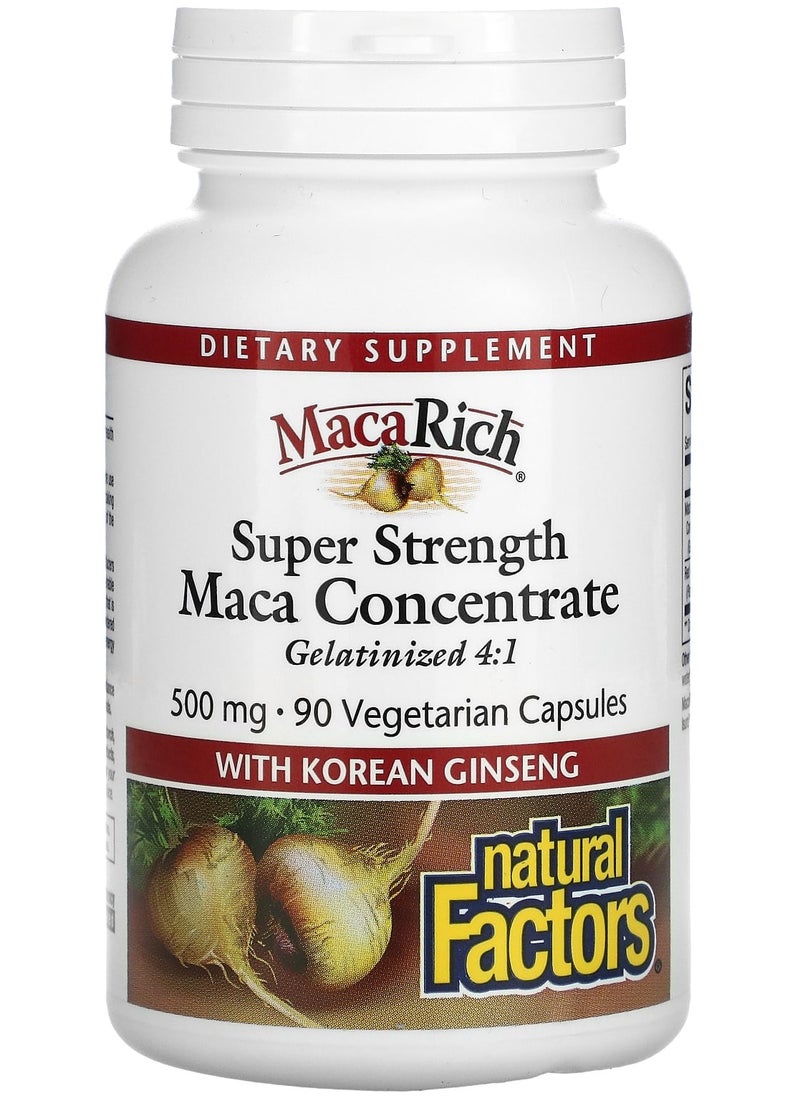natural Factors Maca Rich Maca Concentrate Super Strength 500 mg 90 Vegetarian Capsules 