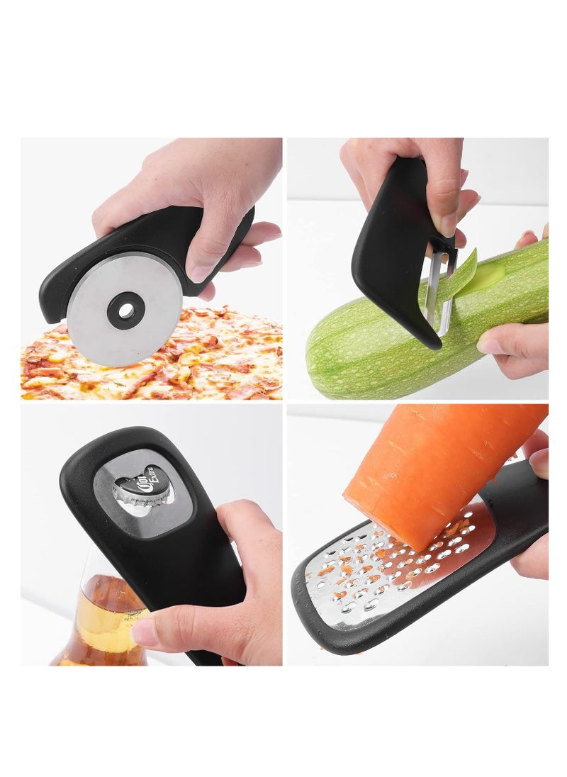 ARNOTEC - 6 Pieces Kitchen Gadgets Set,Space Saving Cooking Tools,Camper Gifts,Kitchen AccessoriesRV Gifts,Cheese Grater,Bottle Opener, Fruit/Vegetable Peeler, Pizza Cutter, Garlic/Ginger G rinder - Image 1