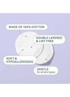 Cliganic Cliganic Premium Cotton Rounds for Face (300 Count) - Makeup Remover Pads, Hypoallergenic, Lint-Free | 100% Pure Cotton (Packaging May Vary)  - Image 4