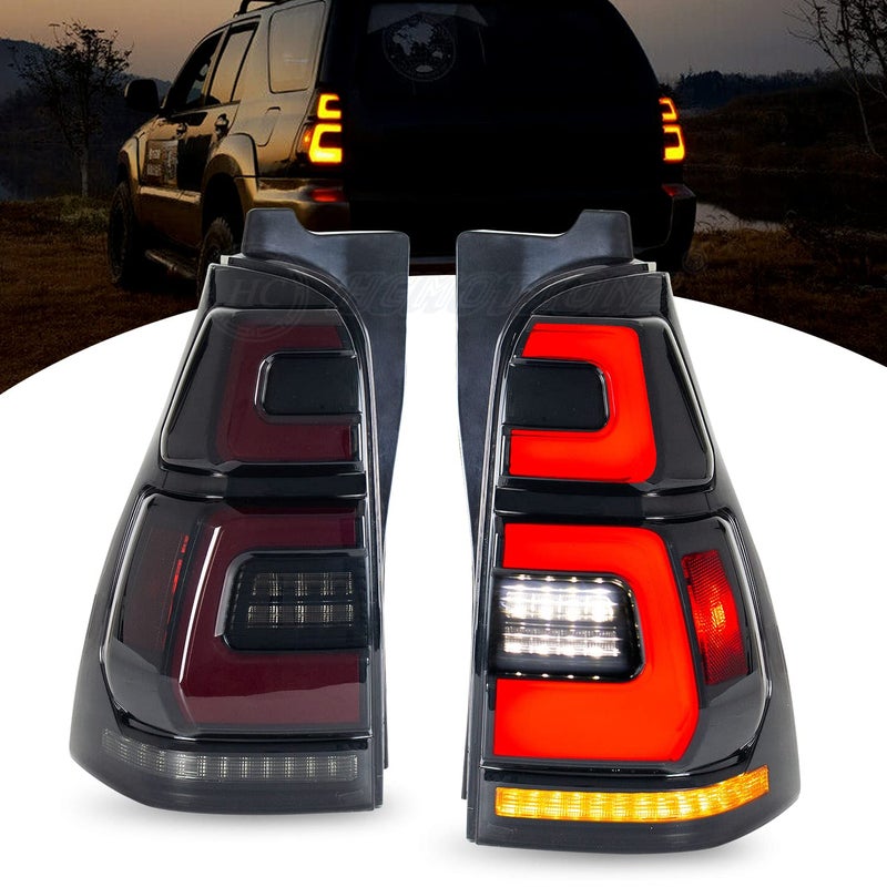 مصابيح خلفية LED HCmotion لسيارة تويوتا 4Runner الجيل الرابع 20032009 مجموعة مصابيح خلفية مع رسوم متحركة عند التشغيل مصابيح LED كاملة مع إشارة انعطاف متسلسلة