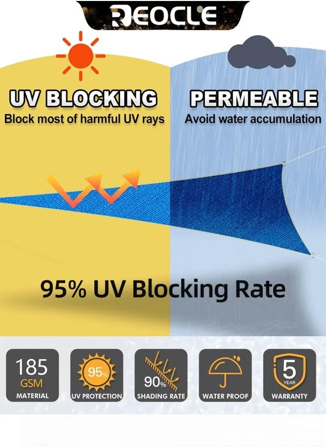REOCLE Sun Shade Sail 9.8×9.8×9.8FT Triangle Canopy Light Grey Outdoor UV Sun Shade Sail Heavy Duty UV Protection Beach Shade Canopy Wind Sail for Patio & Backyard & Garden & Lawn  - Image 2