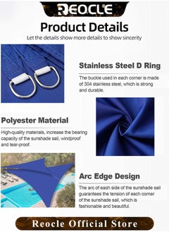 REOCLE Sun Shade Sail 9.8×9.8×9.8FT Triangle Canopy Light Grey Outdoor UV Sun Shade Sail Heavy Duty UV Protection Beach Shade Canopy Wind Sail for Patio & Backyard & Garden & Lawn  - Image 5