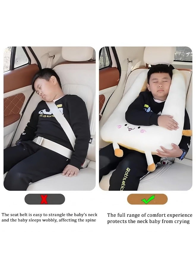 Kids Car Sleeping Pillow, H-Shape Travel Rearseat Head Support Pillow Car Pillow for Kids, Memory Foam Travel Pillow for Car and Adults, Kid Travel Pillow for Sleeping on Road Trip, Small Body Pillo - Image 3