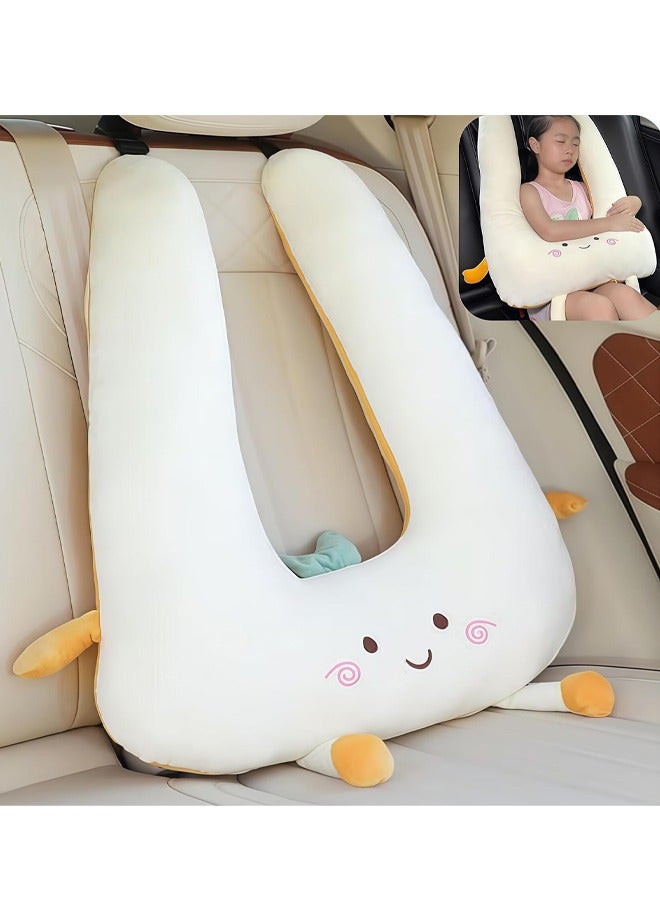 Kids Car Sleeping Pillow, H-Shape Travel Rearseat Head Support Pillow Car Pillow for Kids, Memory Foam Travel Pillow for Car and Adults, Kid Travel Pillow for Sleeping on Road Trip, Small Body Pillo - Image 1
