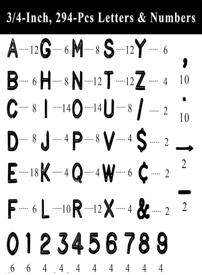 C CRYSTAL LEMON Black Precut Letter Board Letters, 394 Pieces, 0.75 Inch Plastic Letters Numbers and Symbols, Fits Standard Felt Letter Boards, Not for Pegboards - Image 5