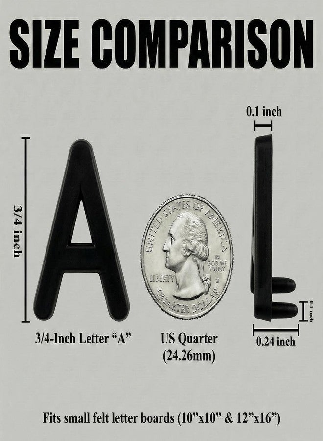 C CRYSTAL LEMON Black Precut Letter Board Letters, 394 Pieces, 0.75 Inch Plastic Letters Numbers and Symbols, Fits Standard Felt Letter Boards, Not for Pegboards - Image 3