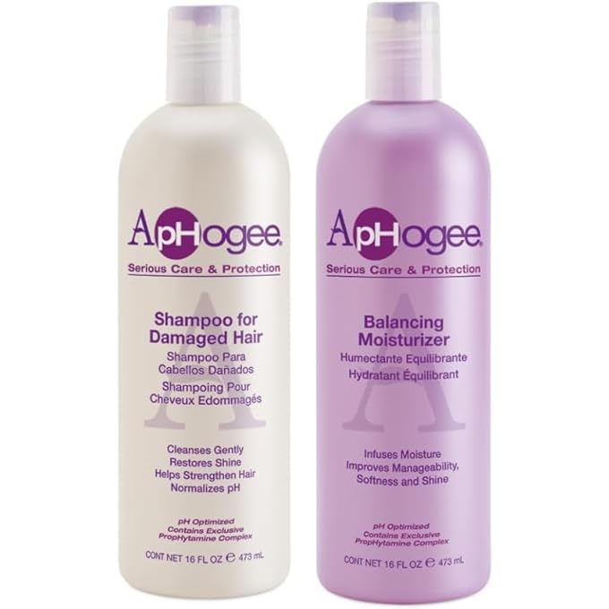 ApHogee SHAMPOO FOR DAMAGED HAIR + BALANCING MOISTURIZER 16OZ"SET"