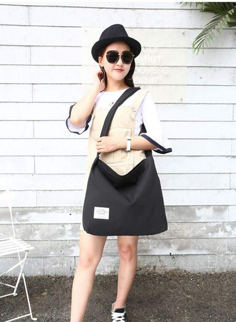 SYOSI Hobo Handbag Canvas Tote Bag Womens Big Capacity Casual Shoulder Crossbody Bag  Ladies Large Cotton Tote Handbag for Travel and Daily Use 36*36*9CM Black - Image 4