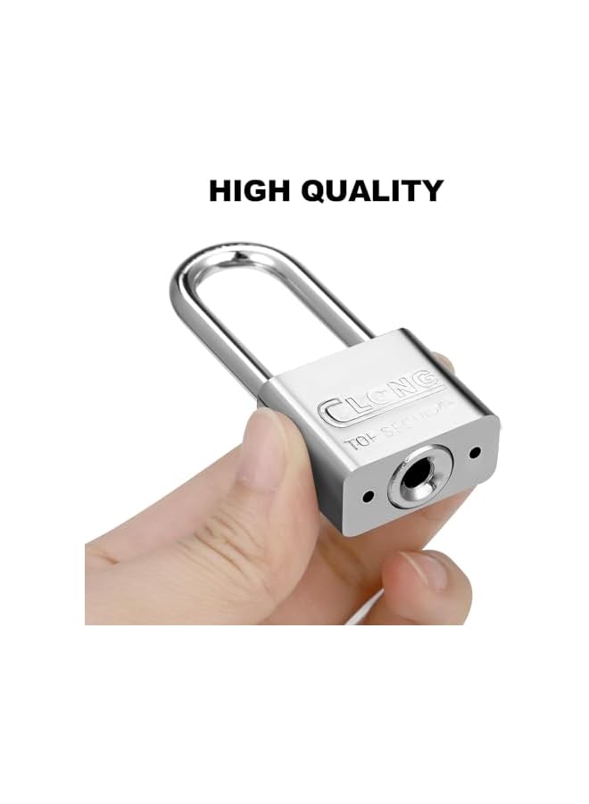 CLONG 2 Pack Long Shackle Padlocks for Home,Garden Steel Security Lock Heavy Duty Key Lock for Outdoor - Image 4