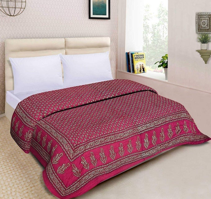 TRADITIONAL FAMOUS JAIPURI BEAUTIFUL FLORAL PRINT IN MULTI COLOUR JAIPURI RAJAIRAZAIQUILT DOUBLEDOUBLE BED QUILTCOMFORTERAC QUILTAC COMFORTER