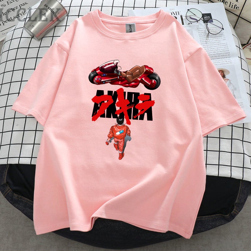 Men's and Women's 2021 New Short-sleeved Crewneck T-shirt European and American Street Akira Akeira Anime Casual Loose Version - Image 4