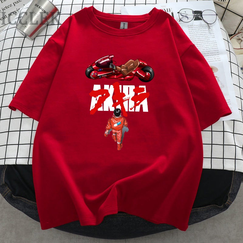 Men's and Women's 2021 New Short-sleeved Crewneck T-shirt European and American Street Akira Akeira Anime Casual Loose Version - Image 5