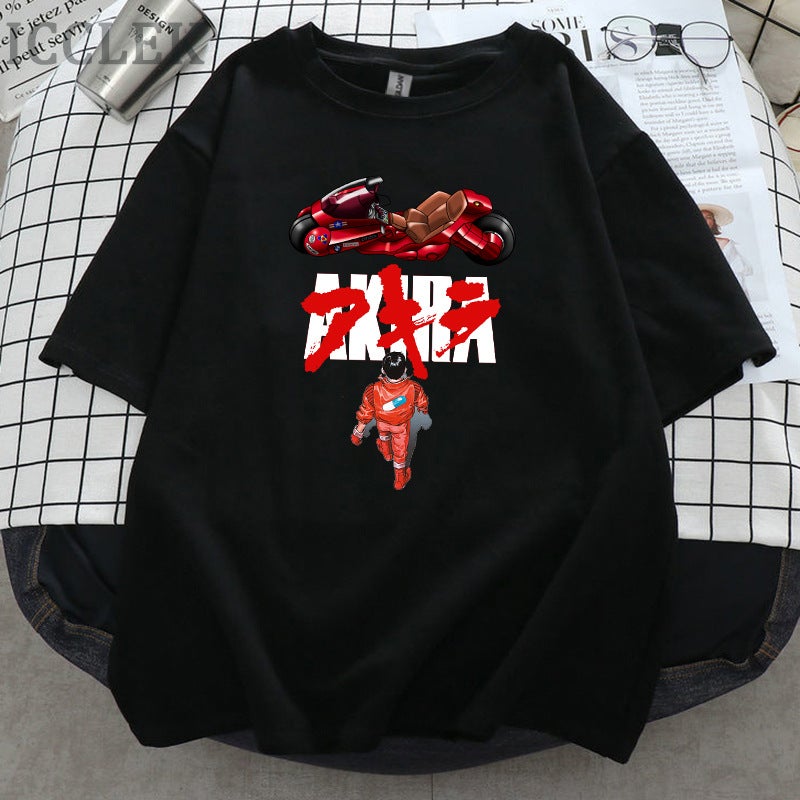 Men's and Women's 2021 New Short-sleeved Crewneck T-shirt European and American Street Akira Akeira Anime Casual Loose Version - Image 2
