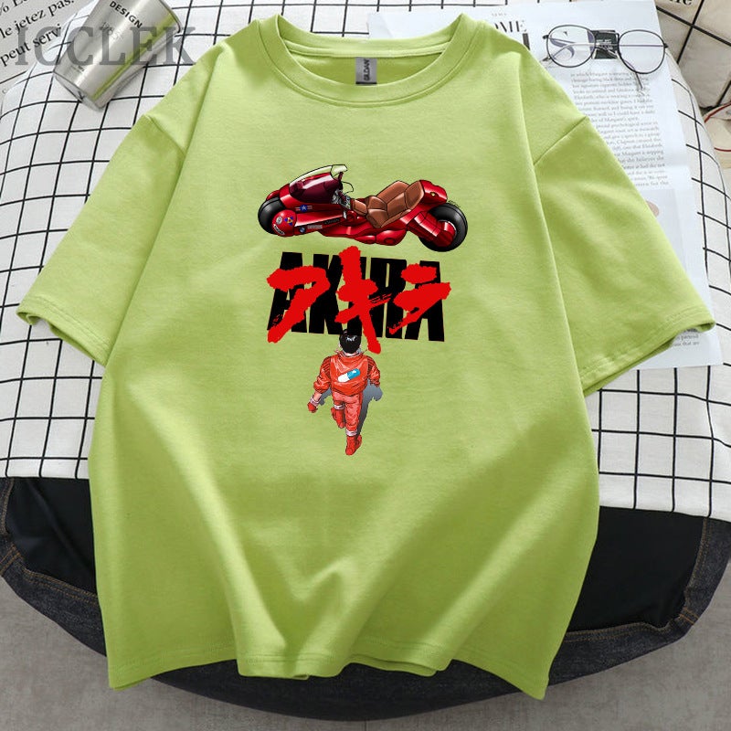 Men's and Women's 2021 New Short-sleeved Crewneck T-shirt European and American Street Akira Akeira Anime Casual Loose Version - Image 1