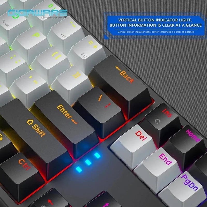 Valkyrie Blue Switch Dark Alien K710 71 Keys RGB Gaming Keyboard - Mechanical Blue Key Type-C - 2 Level Height BlackWhite