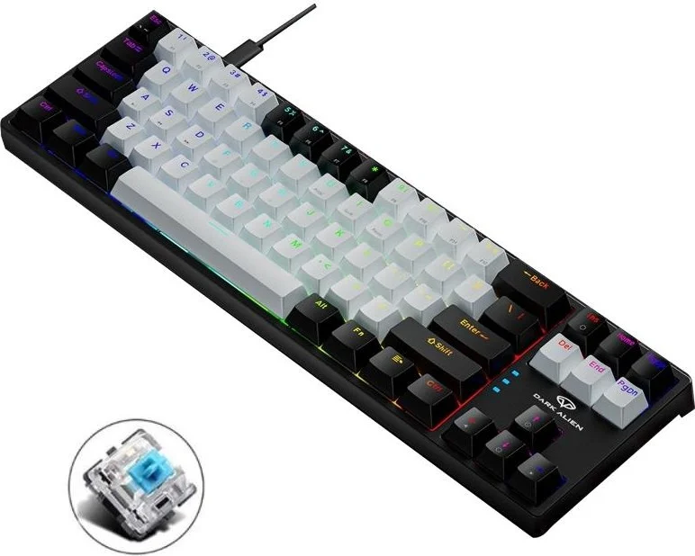 Valkyrie Blue Switch Dark Alien K710 71 Keys RGB Gaming Keyboard - Mechanical Blue Key Type-C - 2 Level Height BlackWhite