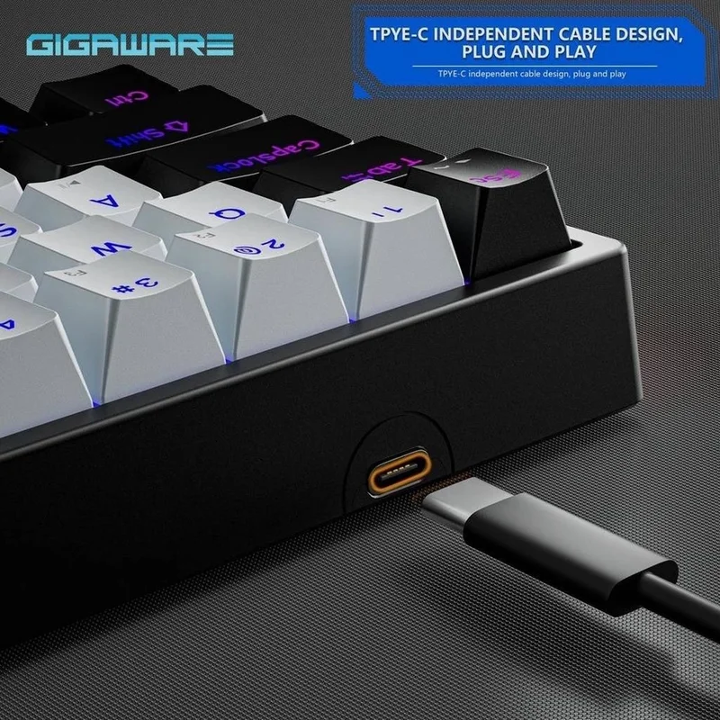 Valkyrie Blue Switch Dark Alien K710 71 Keys RGB Gaming Keyboard - Mechanical Blue Key Type-C - 2 Level Height BlackWhite